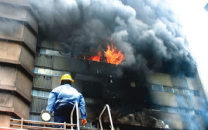 Mamman Kontagora House,on the Lagos Island was gutted by fire.