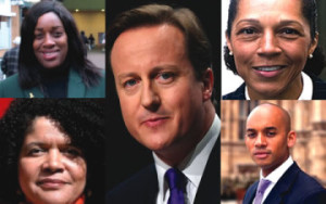 Top left: Osamor; top bottom: Onwurah; middle: Cameron; top right: Grant; top bottom: Umunna