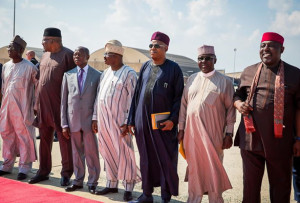 Nigerian Ambassador to the United States, Prof. Ade Adefuye, Nigerian embassy officials and governors of Borno, Nasarawa, Imo, Oyo and Edo.