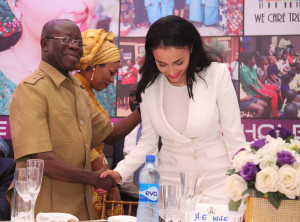 WE CARE TRUST LAUNCH: Governor Adams Oshiomhole and his wife, Iara, at the launch of "We Care Trust", the pet project of Mrs Iara Oshiomhole in Benin City, Wednesday .