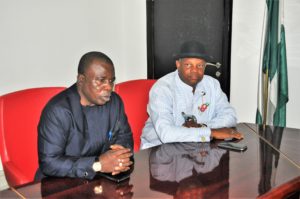 From L-R are Col. Abel Debis, and Brig-Gen Paul Boroh, Special Adviser to the President on   Niger Delta Affairs and Coordinator, Presidential Amnesty Program